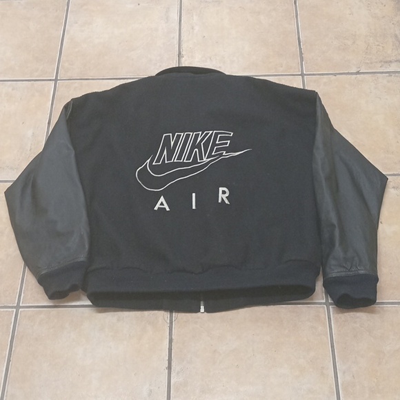 Mens Vintage Nike Air Varsity Wool Leather Jacket L - Picture 5 of 11